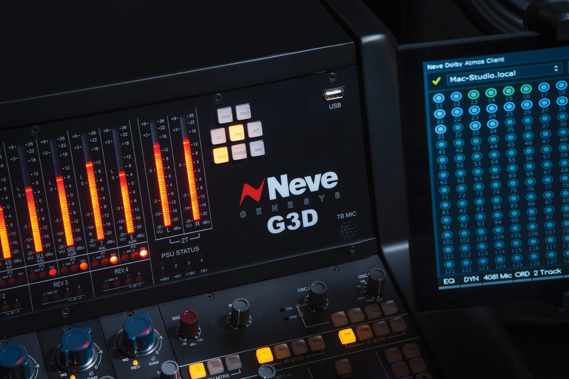 AMS Neve Genesys G3D Dolby Atmos control detail