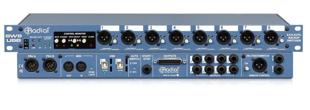 Radial SW8-USB stacked front rear